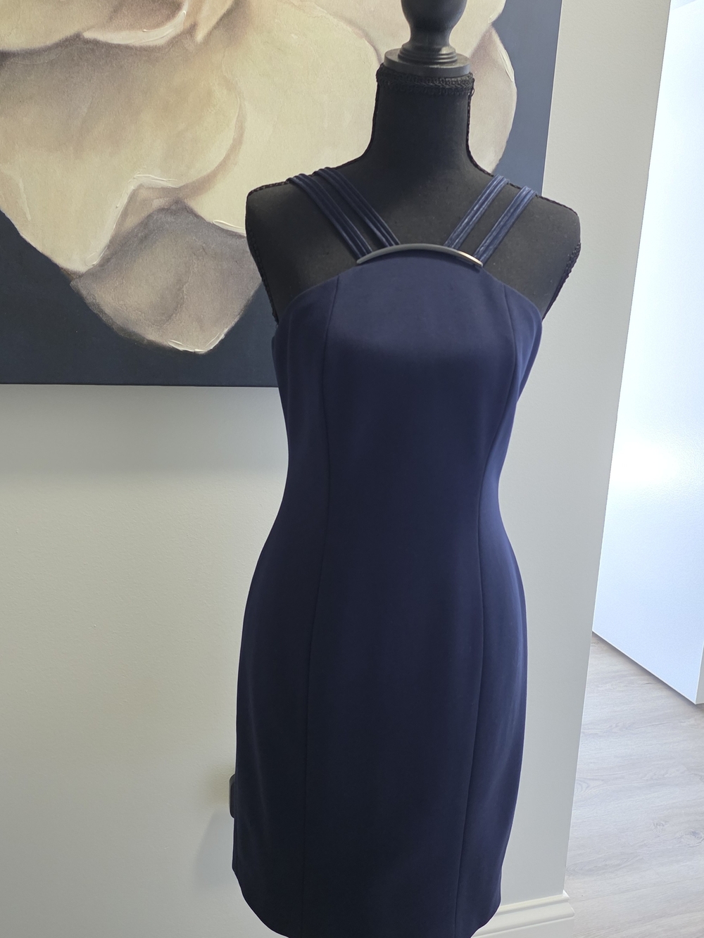 Elie Tahari Navy Double-Strap Sheath Dress